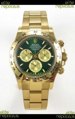 Rolex Daytona 126508 Yellow Gold Green Dial FREE SPRUNG Super Clone Watch 