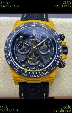 Rolex Daytona Yellow TPT Casing Skeleton Dial Nylon Strap Super Clone Watch 
