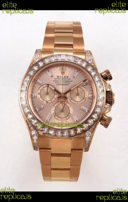 Rolex Daytona 126595 FREE SPRUNG MVMT Rose Gold Dial Super Clone Watch 