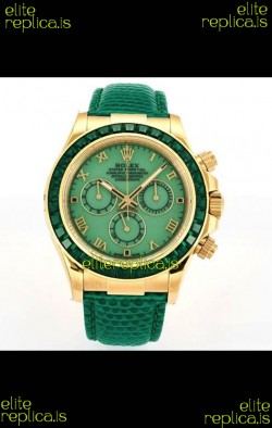 Rolex Daytona 116568 Yellow Gold 4801 Movement Sapphires Green Dial Super Clone Watch 