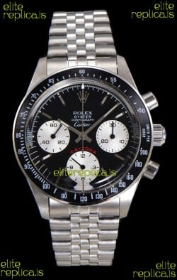 Rolex Daytona Paul Newman 37MM Cartier Black Dial Manual Wind Super Clone Watch 