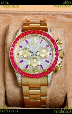 Rolex Daytona 116568 Rose Gold Moissanites Paved Dial Super Clone Watch 