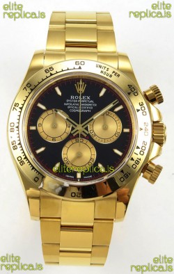 Rolex Daytona 126508 Yellow Gold Black Dial FREE SPRUNG MVMT Super Clone Watch 