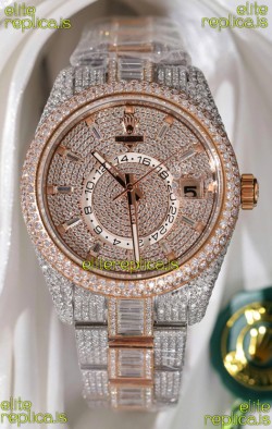 Rolex Sky-Dweller REF #m336934 Rose Gold moissanite Iced Out Swiss Replica Watch 