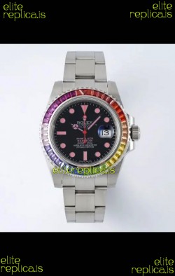 Rolex Submariner Pink Lady Rainbow 40MM Sapphires Super Clone Watch