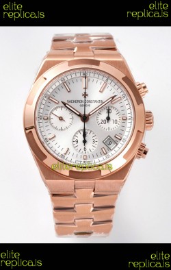 Vacheron Constantin Overseas Chronograph Rose Gold Steel Dial Super Clone Watch 