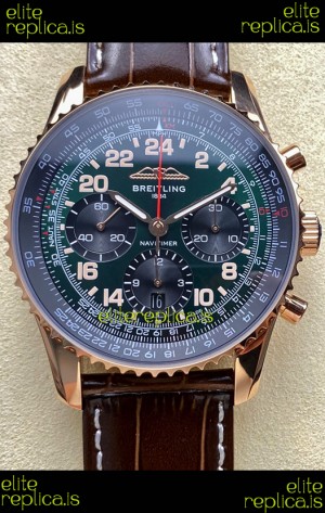 Breitling Navitimer B02 Rose Gold Green Dial Swiss Replica Watch 