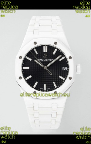 Audemars Piguet Royal Oak 15500 White Ceramic Super Clone Black Dial Watch 