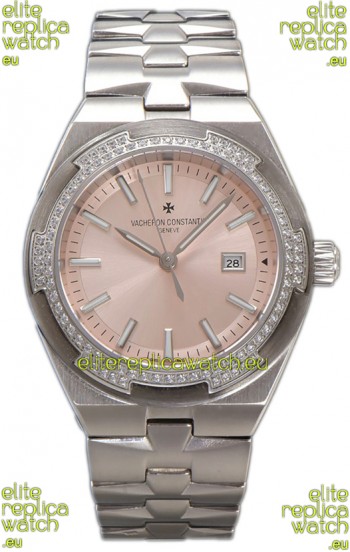 Vacheron Constantin Overseas Steel Casing Pink Dial 35MM Swiss Replica Watch 