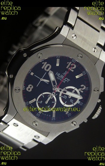 Hublot Big Bang Steel Strap in Black Dial with Steel Bezel
