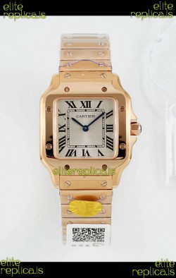 Cartier Santos Swiss Quartz 27MM Rose Gold Super Clone Watch 