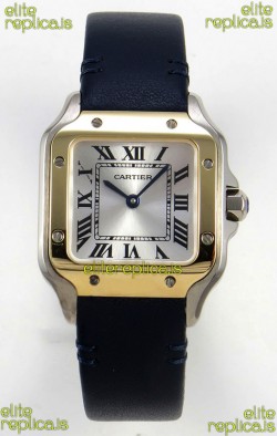 Cartier Santos Swiss Quartz 27MM Two Tone Leather Strap Super Clone Watch