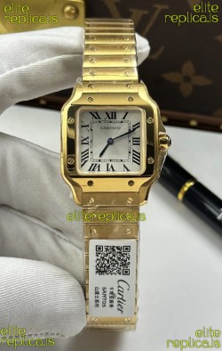 Cartier Santos Swiss Quartz 27MM Yellow Gold Super Clone Watch 
