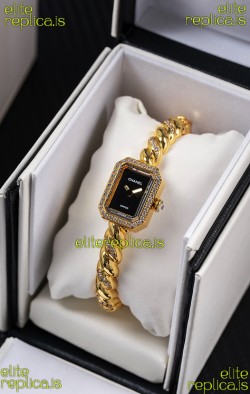 Chanel Premiere Galon Gold Diamonds Swiss Quartz Watch 