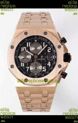 Audemars Piguet Royal Oak Offshore Black Dial Chronograph 1:1 Mirror Replica Watch - Rose Gold 