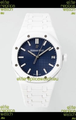 Audemars Piguet Royal Oak 15500 White Ceramic Super Clone Blue Dial Watch 