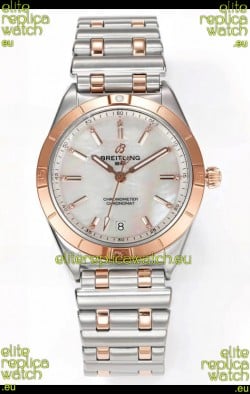 Breitling Chronomat 36MM 2 Tone Rose Gold Casing 1:1 Mirror Replica Watch Pearl Dial