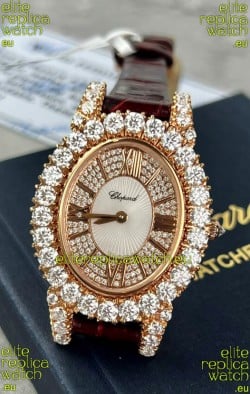 Chopard Super Clone L'Heure du Diamant Mossanites Yellow Gold Watch 34MM