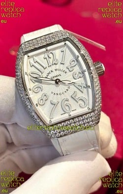 Franck Muller V32 Swiss Quartz Mossanite 1:1 Replica Watch 36MM White Numerals