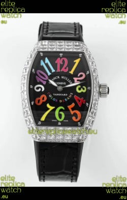 Franck Muller Vanguard V32 Black Dial - Color Dreams with Diamonds Casing Swiss Replica