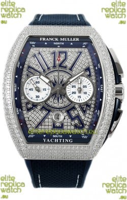 Franck Muller Vanguard V45 Chronograph 904L Steel Diamonds Embedded Dial Swiss Replica