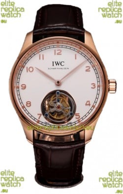IWC Portugieser IW545801 Hand-Wound Genuine Tourbillon Rose Gold Swiss Replica Watch 