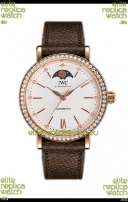 IWC Portofino IW6596 Automatic Moon Phase Rose Gold Casing Watch in White Dial 37MM