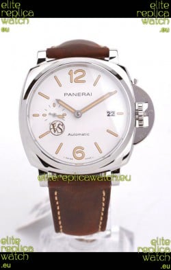 Panerai Luminor DUE PAM1046 White Dial 42MM 1:1 Mirror Quality - 904L Steel in Leather Strap 