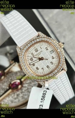 Patek Philippe Superclone Aquanaut 5069R Mossanites Paved Watch in Rose Gold Casing