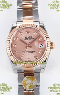 Rolex Super Clone Datejust ETA 2688 Movement 31MM Two Tone Rose Gold Casing and Dial 