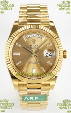 Rolex Day Date Super Clone 18K Yellow Gold Watch 40MM - Gold Dial 1:1 Mirror Quality