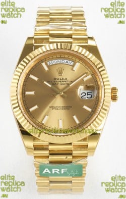 Rolex Day Date Super Clone 18K Yellow Gold Watch 40MM - Gold Dial 1:1 Mirror Quality