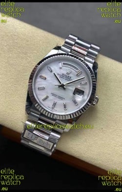 Rolex Day Date Super Clone 904L Stainless Steel Watch 40MM - Mother of Pearl Dial Mirror Quality 