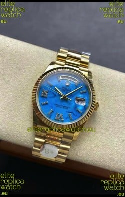 Rolex Day Date Turquoise Set 18K Yellow Gold Watch 36MM - 1:1 Mirror Replica Watch 