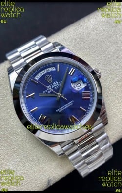Rolex Day Date M228206-0015 904L Steel 40MM - Blue Dial 1:1 Mirror Replica