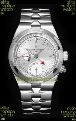 Vacheron Constantin Overseas Dual Time 1:1 Mirror Swiss Replica Watch in Steel Dial 
