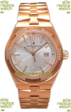 Vacheron Constantin Overseas Rose Gold Steel Dial 35MM Swiss Replica Watch 