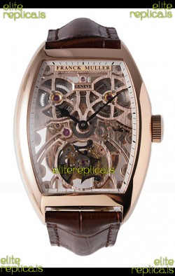 Franck Muller Fast Tourbillon Rose Gold Brown Strap Super Clone Watch 