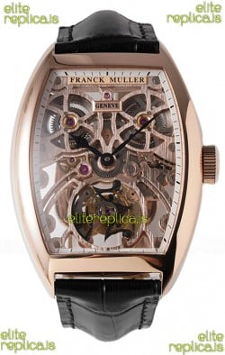 Franck Muller Fast Tourbillon Rose Gold Black Strap Super Clone Watch 