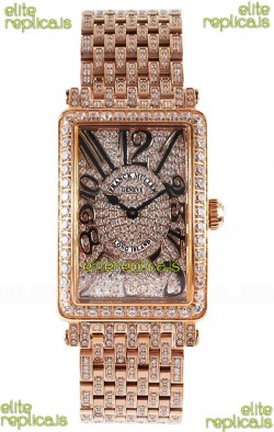 Franck Muller Long Island Rose Gold Diamonds Swiss Replica Watch 