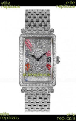 Franck Muller Long Island Color Dreams Stainless Steel Diamonds Swiss Replica Watch 