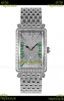 Franck Muller Long Island Stainless Steel Diamonds Swiss Replica Watch 