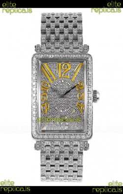 Franck Muller Long Island Stainless Steel Diamonds Swiss Replica Watch 