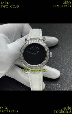 Franck Muller Double Mystery Swiss Quartz Watch in Steel Diamonds Casing