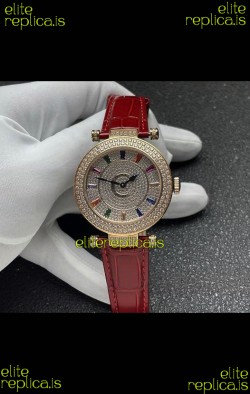 Franck Muller Double Mystery Swiss Quartz Watch in Gold Diamonds Casing