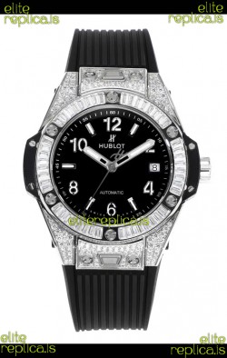 Hublot Big Bang One Click moissanite Paved Casing Super Clone Watch Black Dial