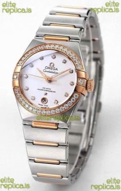 Omega Constellation 29MM Two Tone Rose Gold White Dial Automatic Super Clone Watch 