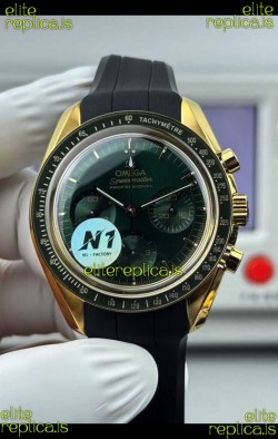 Omega Speedmaster Moonwatch Yellow Gold Green Dial 42MM Super Clone Watch 