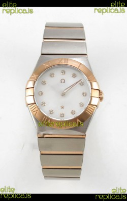 Omega Constellation 28MM Two Tone Rose Gold Pearl Dial QUARTZ Super Clone Watch 