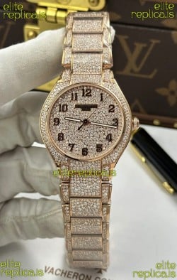 Patek Philippe Twenty-4 Diamonds Paved Rose Gold Super Clone Watch 